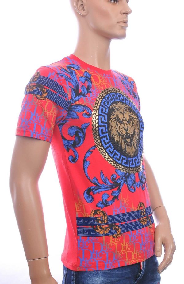 LES DESIGNERS Ronde Hals T-Shirt met Leeuwenkop met Steentjes – Wit - Afbeelding 12