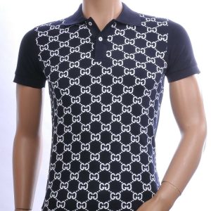 CONTOUR Trendy Allover Modern Dessin Heren Polo T-shirt – Navy | Comfortabele en Stijlvolle voor Elk Seizoen