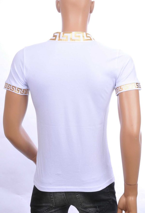 Ci-Borg Heren Polo T-Shirt met Leeuwenkop Badge – Wit