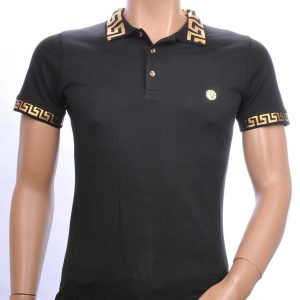 Ci-Borg Heren Polo T-Shirt met Leeuwenkop Badge – Zwart