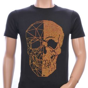 FRANCO RENZO Trendy Slim Fit Skull T-Shirt voor heren – Zwart, Comfortabel en Perfect voor de Zomer!