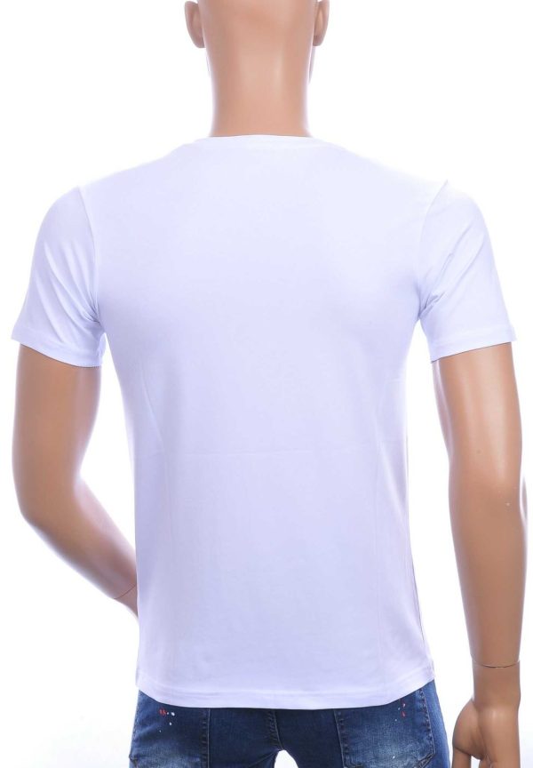 FRANCO RENZO Ronde Hals Heren Skull T-Shirt met Steentjes – Wit | Trendy, Comfortabel en Perfect voor de Zomer