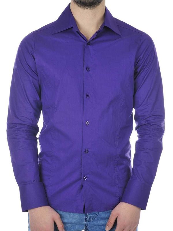 Red Bridge Slim Fit Stretch Effen Overhemd voor Heren - Paars | Elegant en Comfortabel