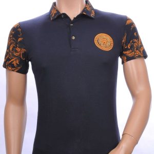 Ci-Borg Trendy Heren Polo T-Shirt met Leeuwenkop Badge – Navy