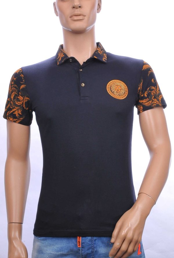 Ci-Borg Trendy Heren Polo T-Shirt met Leeuwenkop Badge – Navy