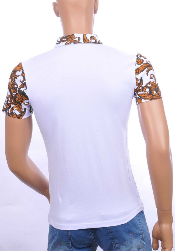 Ci-Borg Trendy Heren Polo T-Shirt met Leeuwenkop Badge – Wit