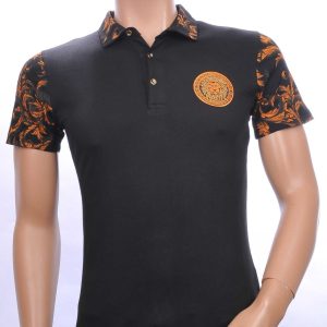 Ci-Borg Trendy Heren Polo T-Shirt met Leeuwenkop Badge – Zwart