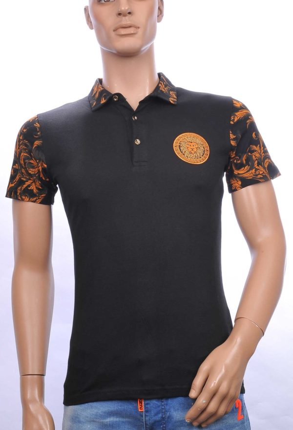 Ci-Borg Trendy Heren Polo T-Shirt met Leeuwenkop Badge – Zwart