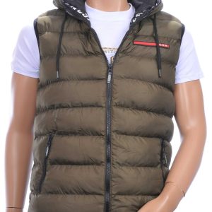 ICON2 Trendy Heren Bodywarmer met Permanente Capuchon - Khaki