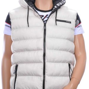 ICON2 Trendy Heren Bodywarmer met Permanente Capuchon - Wit