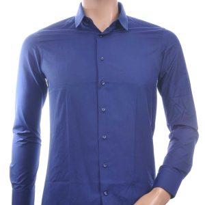 ARYA Trendy Italiaans Getailleerd Slim Fit Effen Heren Overhemd – Navy