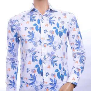ARYA Allover Bloemenpatroon Italiaans Slim Fit Getailleerd Heren Overhemd - Wit