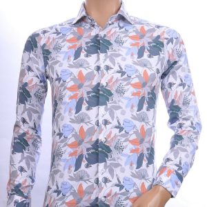 ARYA Italiaanse Getailleerd Slim Fit Allover Bloemenpatroon Heren Overhemd - Wit