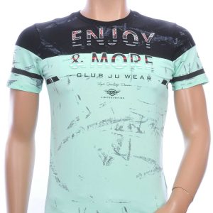 Ci Borg Trendy ENJOY & MORE Ronde Hals Heren T-Shirt met 3D Letters - Groen