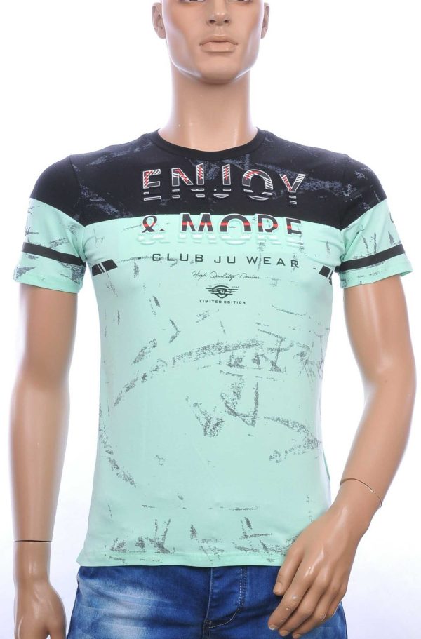 Ci Borg Trendy ENJOY & MORE Ronde Hals Heren T-Shirt met 3D Letters - Groen