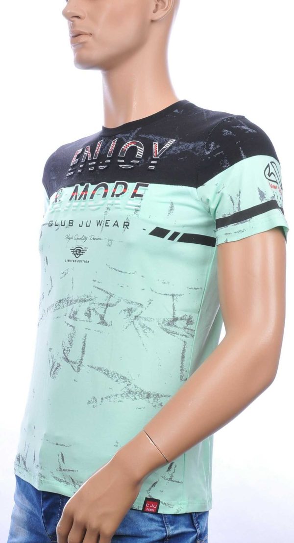 Ci Borg Trendy ENJOY & MORE Ronde Hals Heren T-Shirt met 3D Letters - Groen