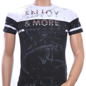 Ci Borg Trendy ENJOY & MORE Ronde Hals Heren T-Shirt met 3D Letters - Zwart