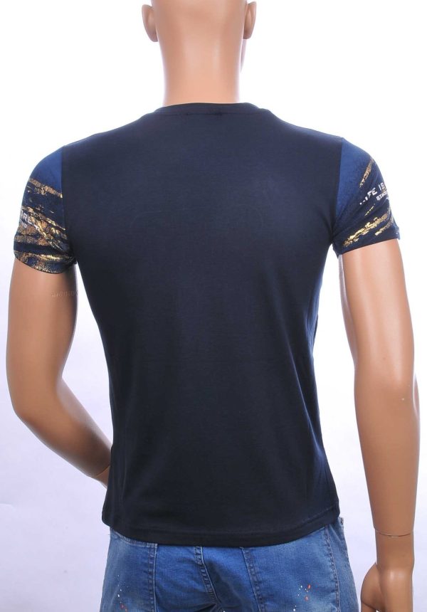 CLUB JU Trendy STRONG Ronde Hals Heren T-Shirt met 3D Letters - Navy