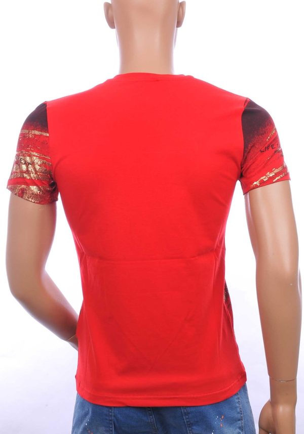 CLUB JU Trendy STRONG Ronde Hals Heren T-Shirt met 3D Letters - Rood