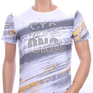CLUB JU Trendy STRONG Ronde Hals Heren T-Shirt met 3D Letters - Wit