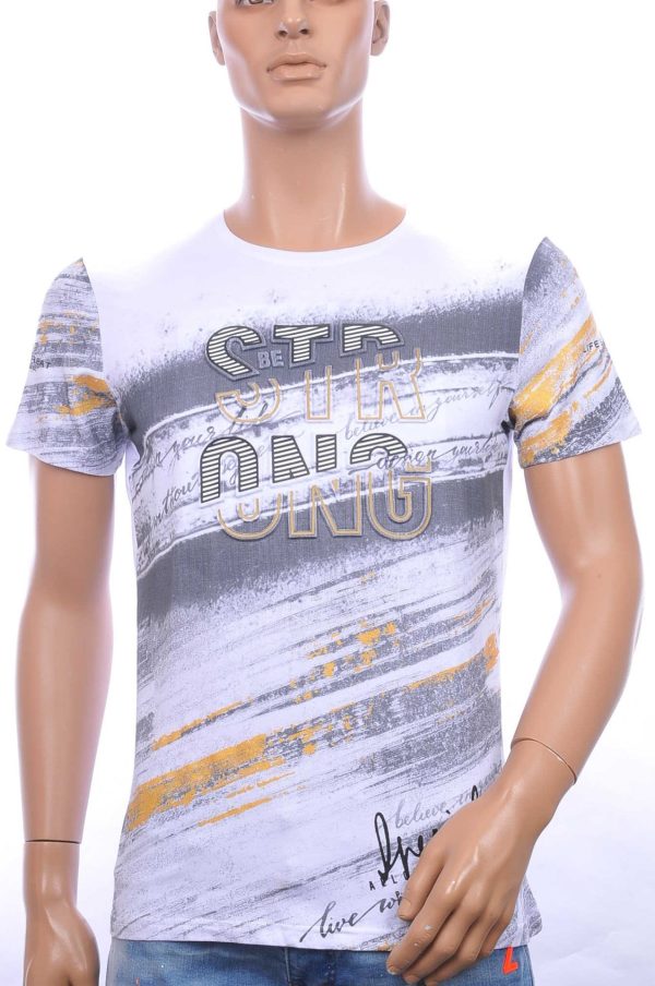 CLUB JU Trendy STRONG Ronde Hals Heren T-Shirt met 3D Letters - Wit
