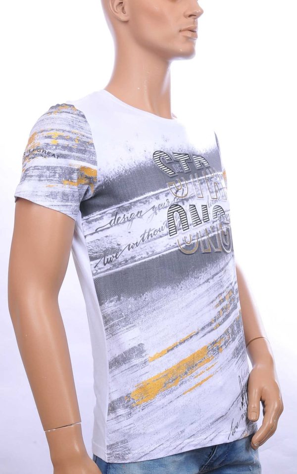 CLUB JU Trendy STRONG Ronde Hals Heren T-Shirt met 3D Letters - Wit