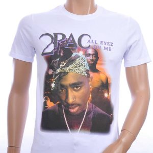 CONTOUR Trendy Comfortabel en Stijlvol Ronde Hals 2PAC Heren T-Shirt - Wit