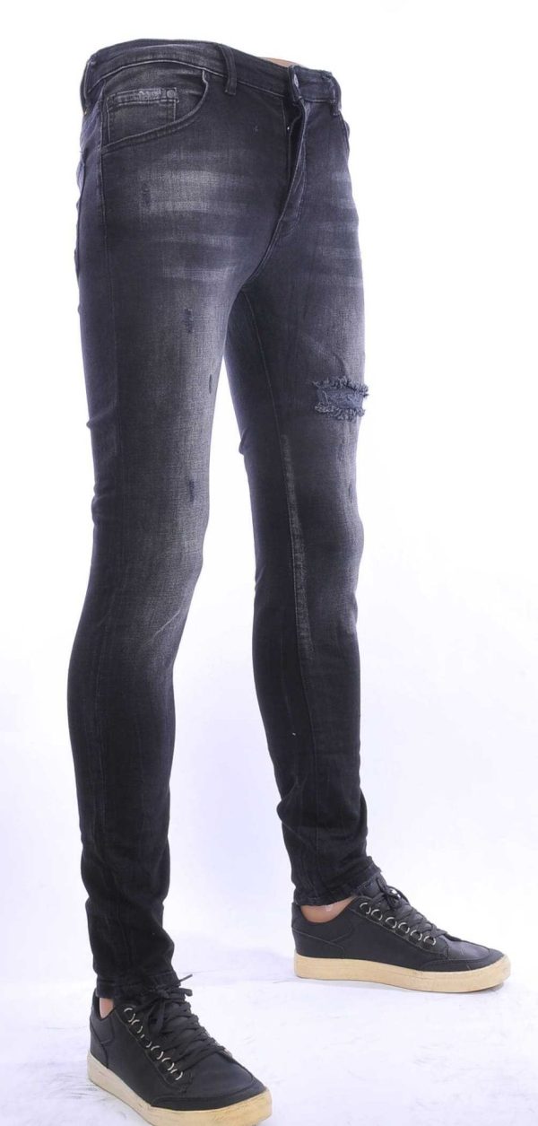 DOGER Hippie Gescheurde Slim Fit Heren Jeans - Zwart