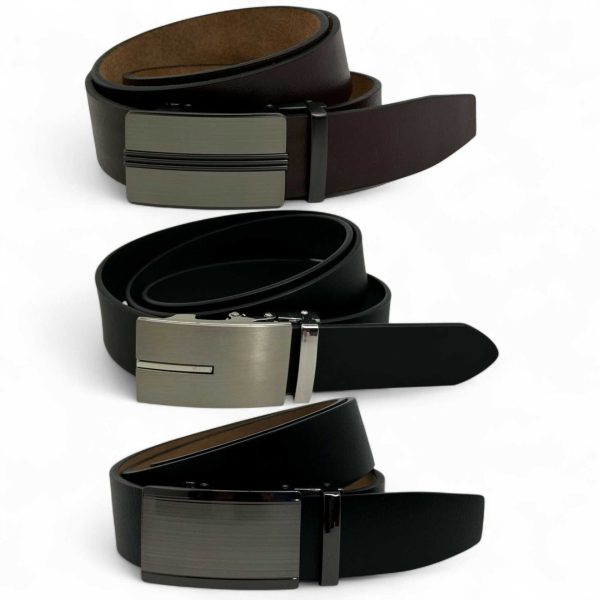 E-BELT Luxe Italiaanse Rundleer Automatische Jeansriem - Bruin