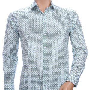 FERLUCCI Trendy Regular Fit Heren Overhemd Met Allover Ananas Dessin - Groen