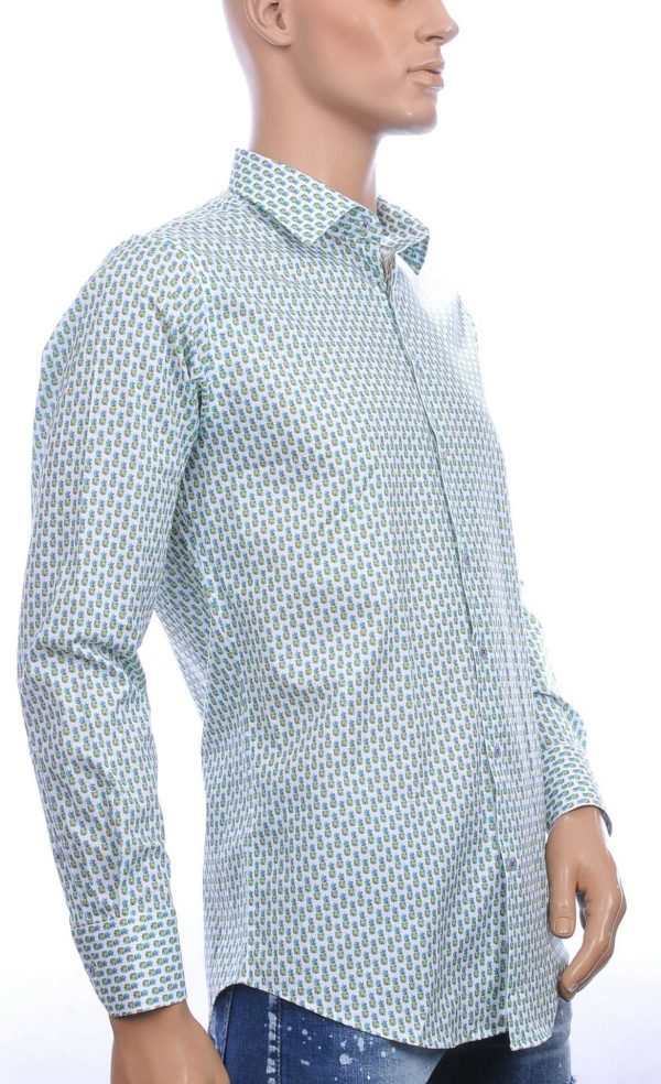 FERLUCCI Trendy Regular Fit Heren Overhemd Met Allover Ananas Dessin - Groen
