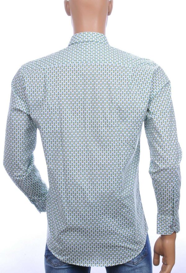 FERLUCCI Trendy Regular Fit Heren Overhemd Met Allover Ananas Dessin - Groen