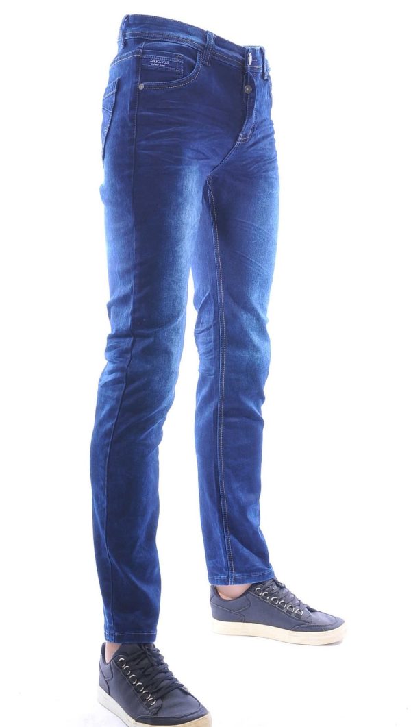 Jaylvis Trendy Regular Fit Stretch Heren Jeans met Contrastkleurige Stiksels - Blauw