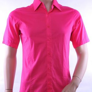 Red Bridge getailleerd slim fit stretch overhemd met korte mouwen voor heren - Fuchsia