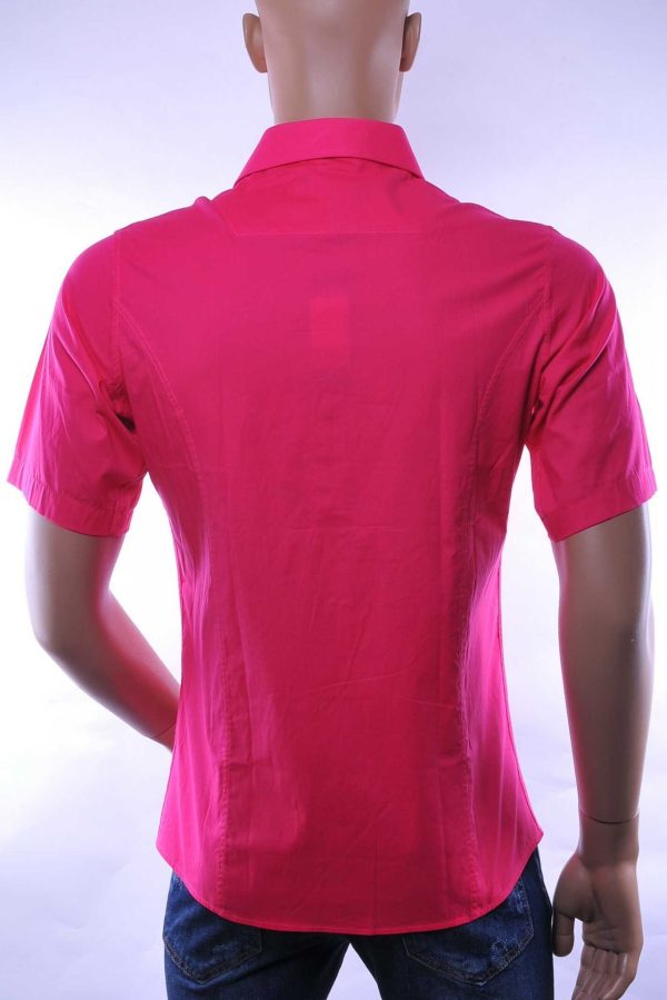 Red Bridge getailleerd slim fit stretch overhemd met korte mouwen voor heren - Fuchsia