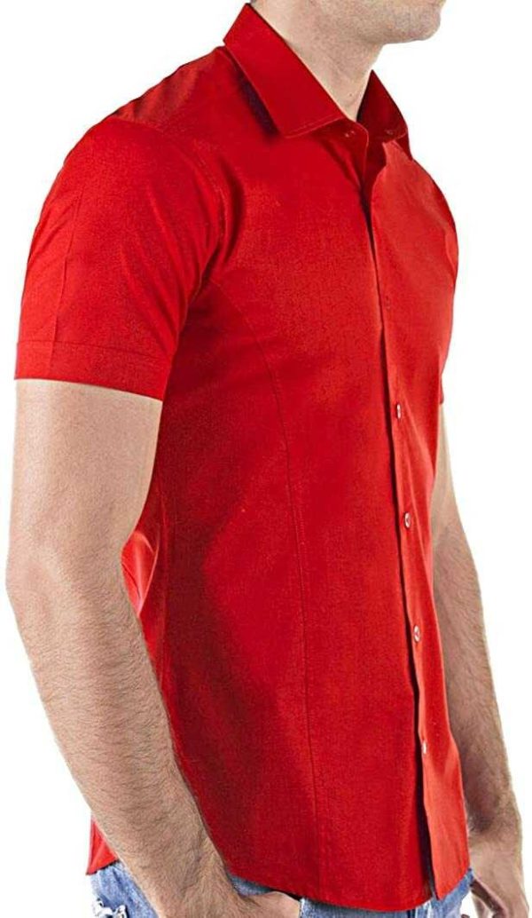 Red Bridge getailleerd slim fit stretch overhemd met korte mouwen voor heren - Rood