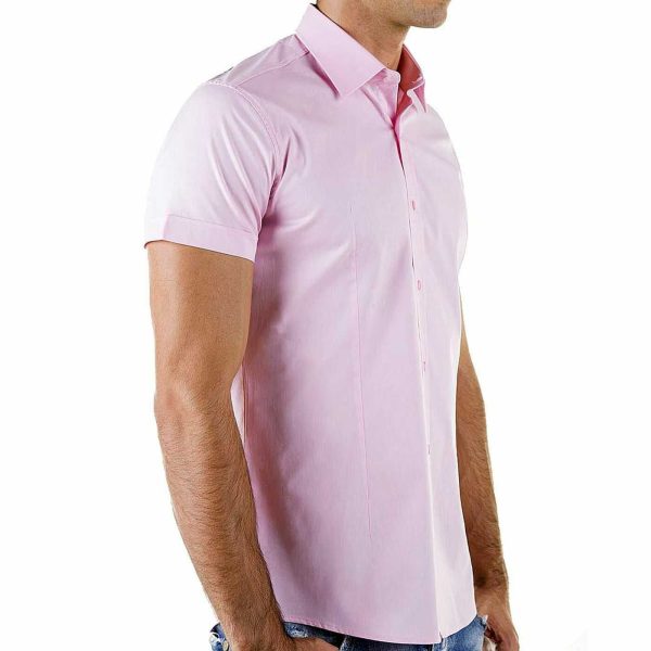Red Bridge getailleerd slim fit stretch overhemd met korte mouwen voor heren - Roze