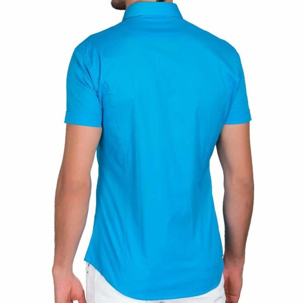 Red Bridge getailleerd slim fit stretch overhemd met korte mouwen voor heren - Turquoise