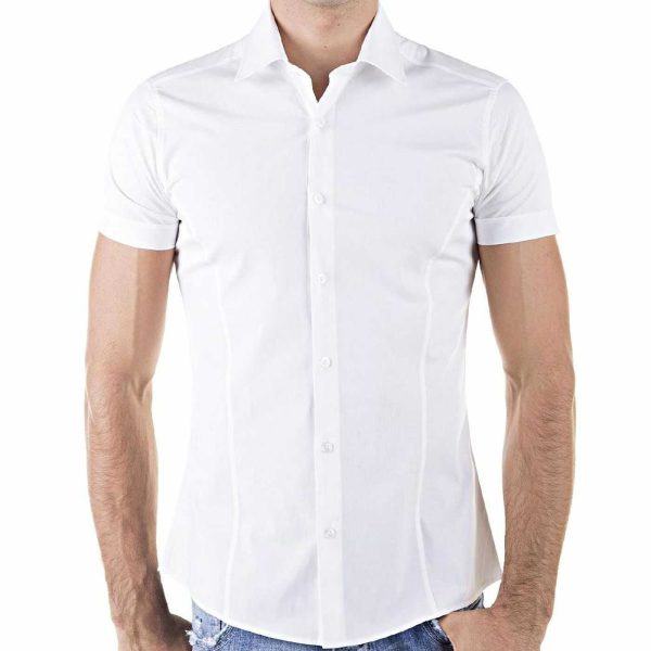 Red Bridge getailleerd slim fit stretch overhemd met korte mouwen voor heren - Wit