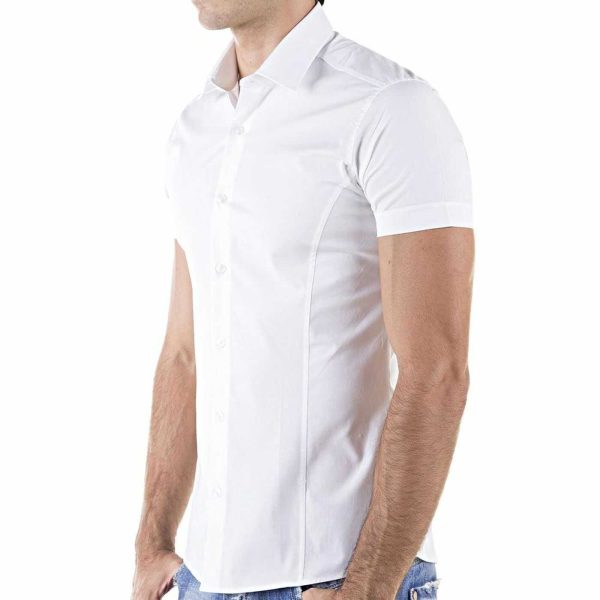 Red Bridge getailleerd slim fit stretch overhemd met korte mouwen voor heren - Wit