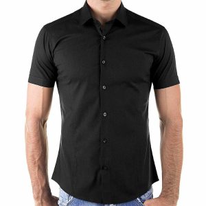 Red Bridge getailleerd slim fit stretch overhemd met korte mouwen voor heren - Zwart