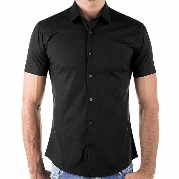 Red Bridge getailleerd slim fit stretch overhemd met korte mouwen voor heren - Zwart