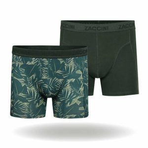 Zaccini 2-Pack perfect fit Allover Bladeren Motieven Heren Boxershorts – Groen, Comfortabel, Stijlvol en Perfecte Pasvorm