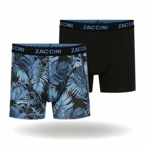 Zaccini 2-pack perfect fit allover palmbomen motieven boxershorts - Zwart