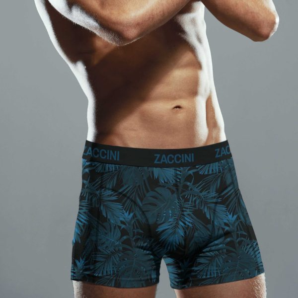 Zaccini 2-pack perfect fit allover palmbomen motieven boxershorts - Zwart