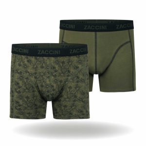 Zaccini Trendy 2-pack Perfect Fit Heren Boxershorts Allover Urban Blossom Olive Print - Khaki