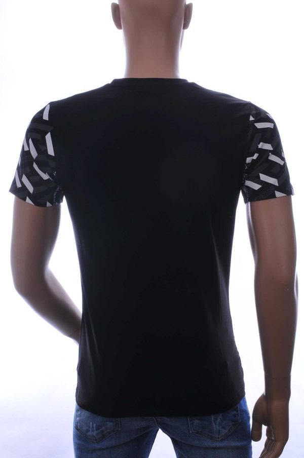 Ci-Borg Trendy Slim Fit Ronde Hals Heren T-shirt met Leeuwenkop Print en Steentjes - Zwart