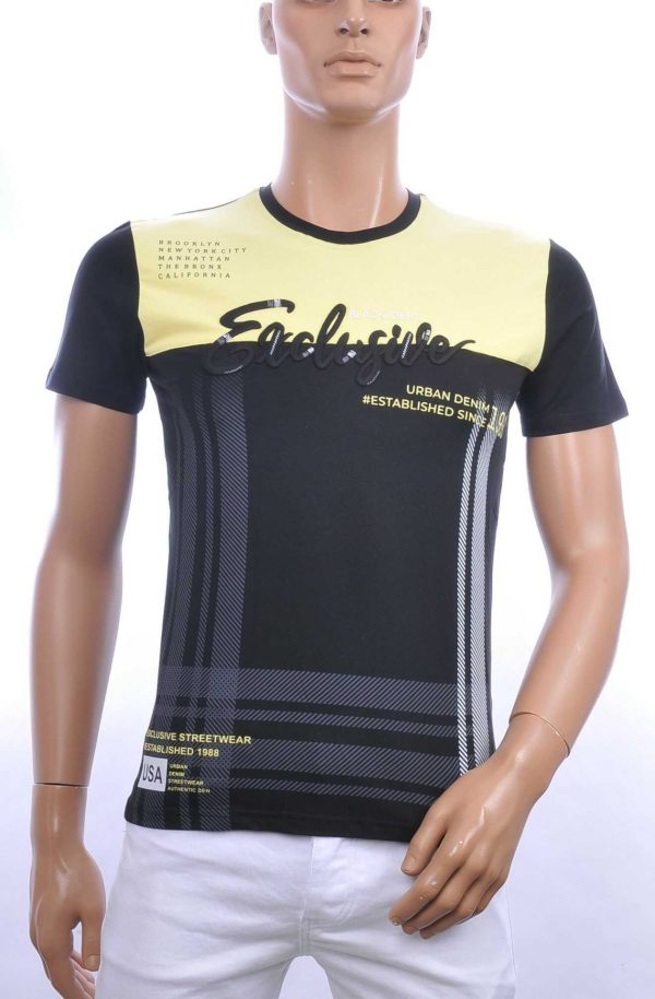 Ci-Borg Trendy EXCLUSIVE Slim Fit Ronde Hals Heren T-Shirt - Geel