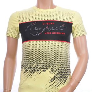 Ci-Borg Trendy RESPECT Ronde Hals Heren T-shirt - Geel