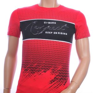 Ci-Borg Trendy RESPECT Ronde Hals Heren T-shirt - Rood